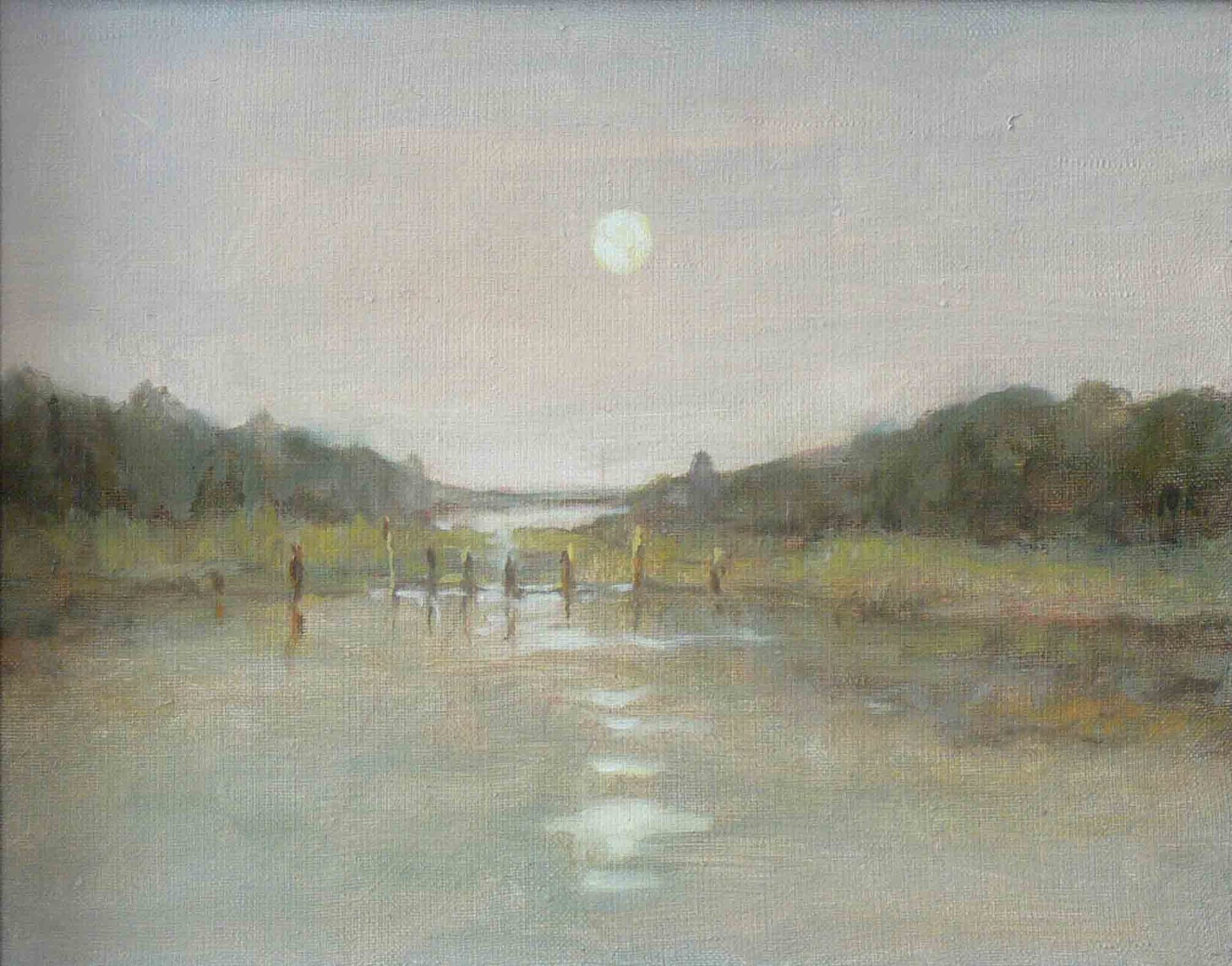 Landscape sketch in muted greens by Mariusz Kaldowski