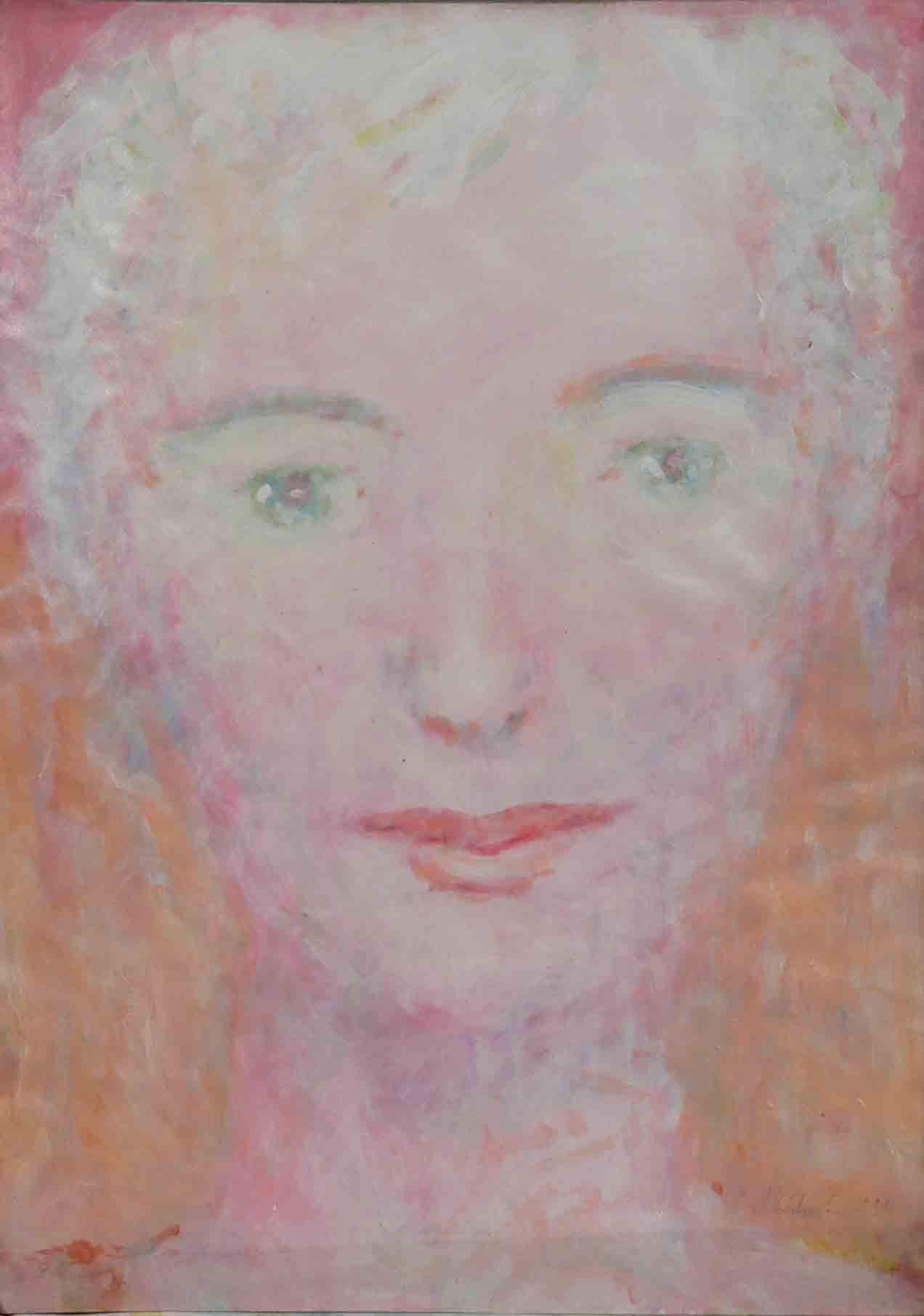 Painting of a female face in very subtle tones by Mariusz Kaldowski