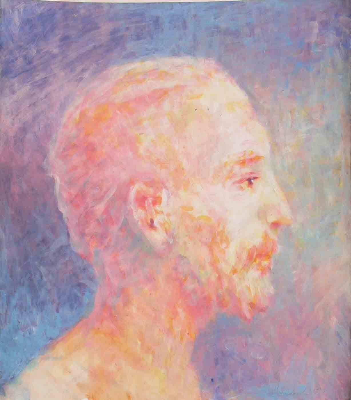 Painting of a male profile in oil by Mariusz Kaldowski