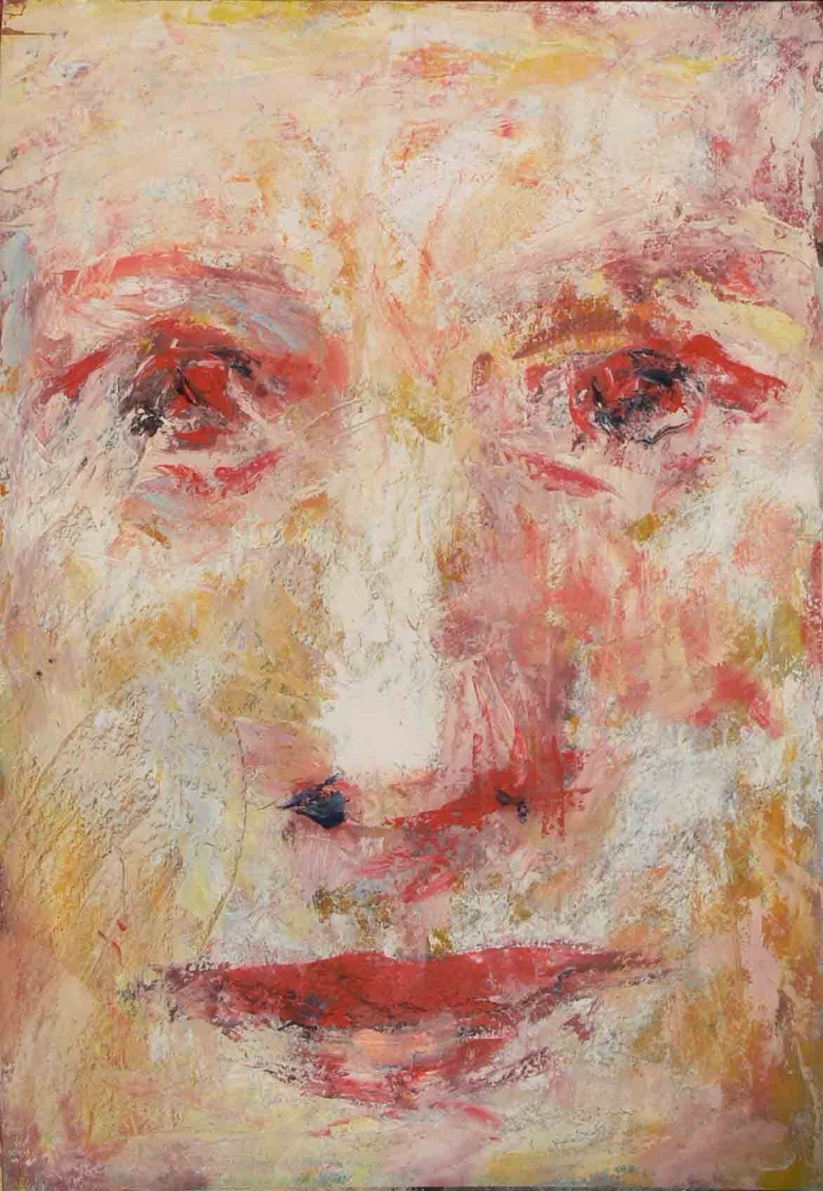 Zoomed in painting of a male face by Mariusz Kaldowski