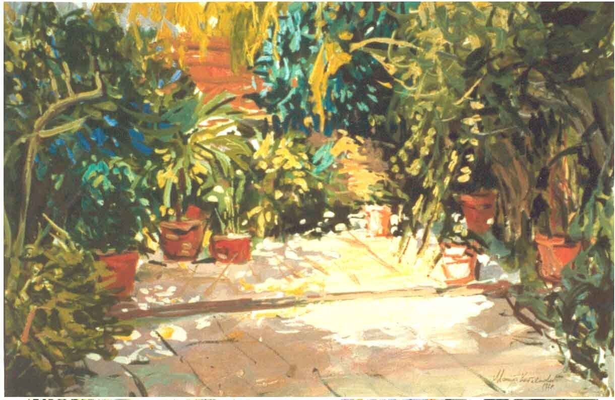 Afternoon painting of garden pods by Mariusz Kaldowski