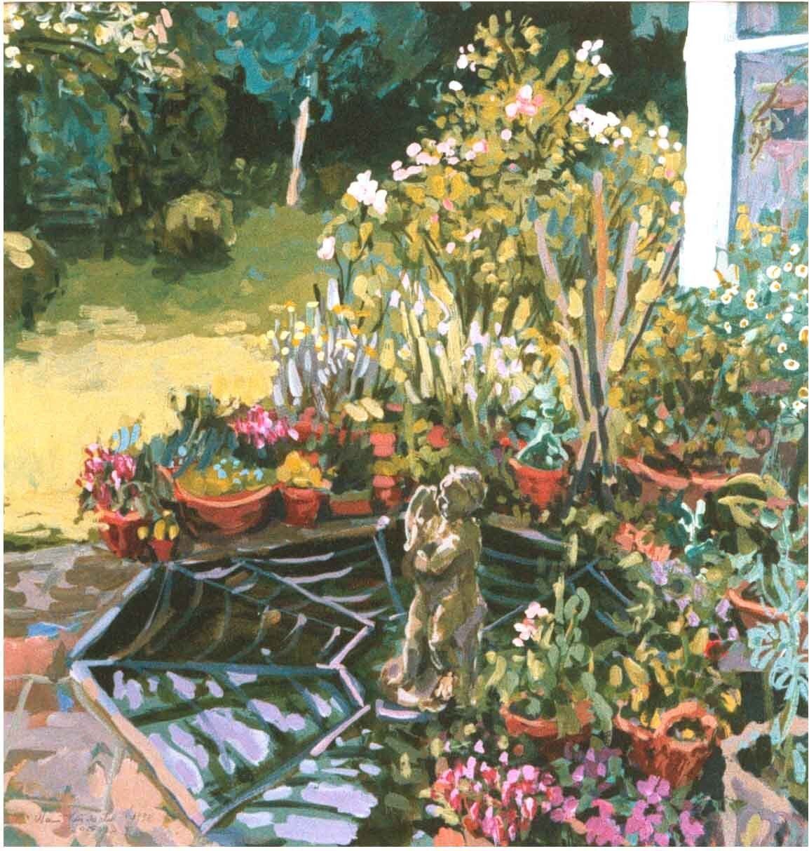 Painting of garden pods painting by Mariusz Kaldowski
