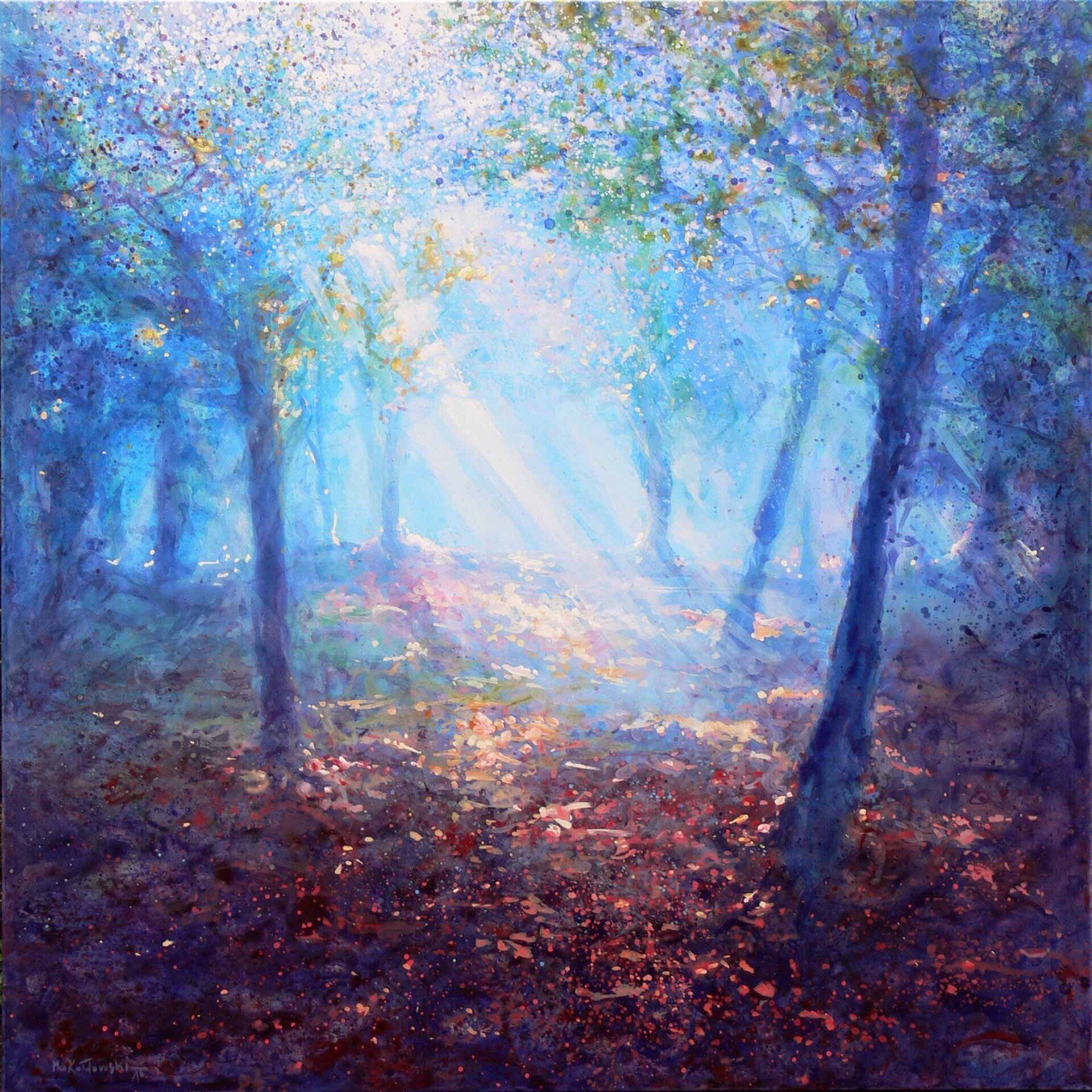 National Trust painting by Mariusz Kaldowski — acrylic on canvas, inspired by Winkworth Arboretum
