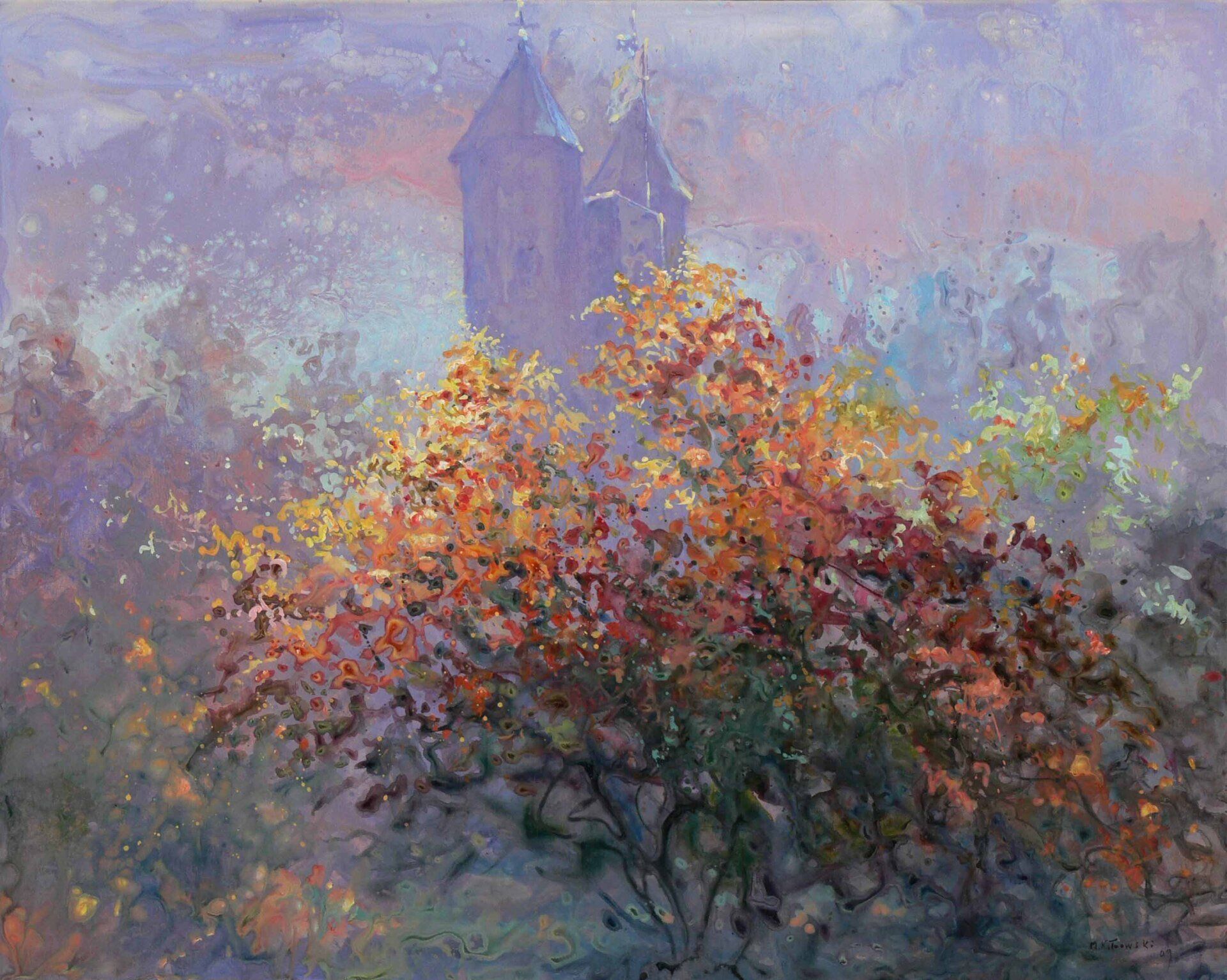 National Trust painting by Mariusz Kaldowski — acrylic on canvas, 80 x 100 cm inspired by Sissinghurst Towers