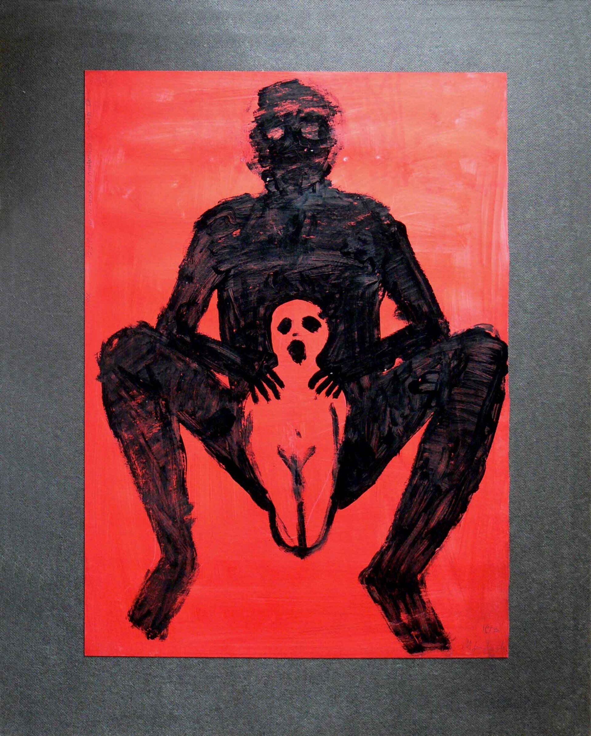 red and black figures in graphic art