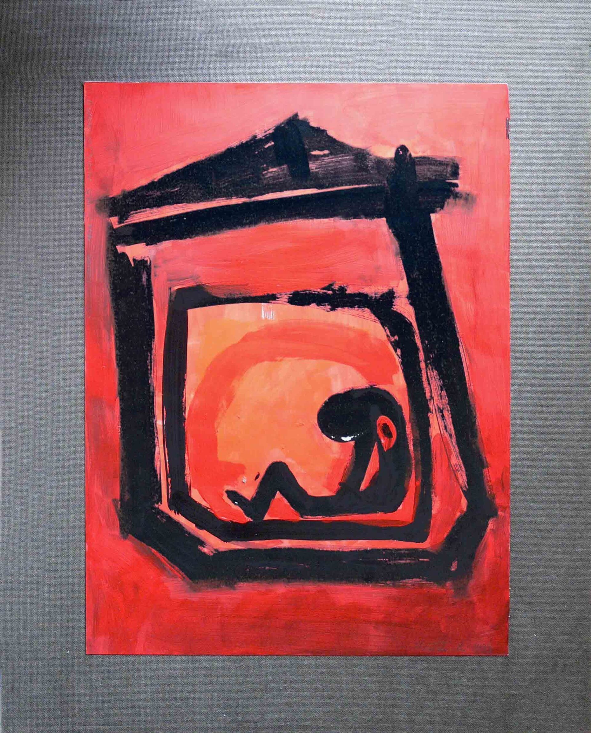 graphic art in red and black showing loneliness