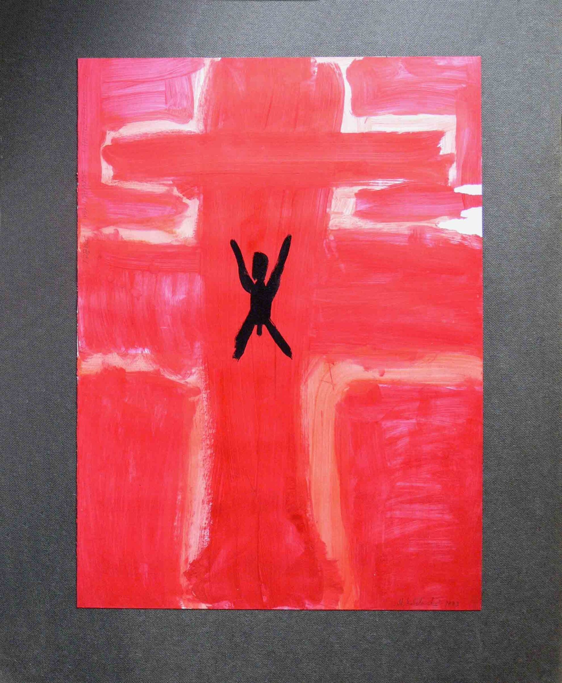 graphic art in red and black showing a struggle