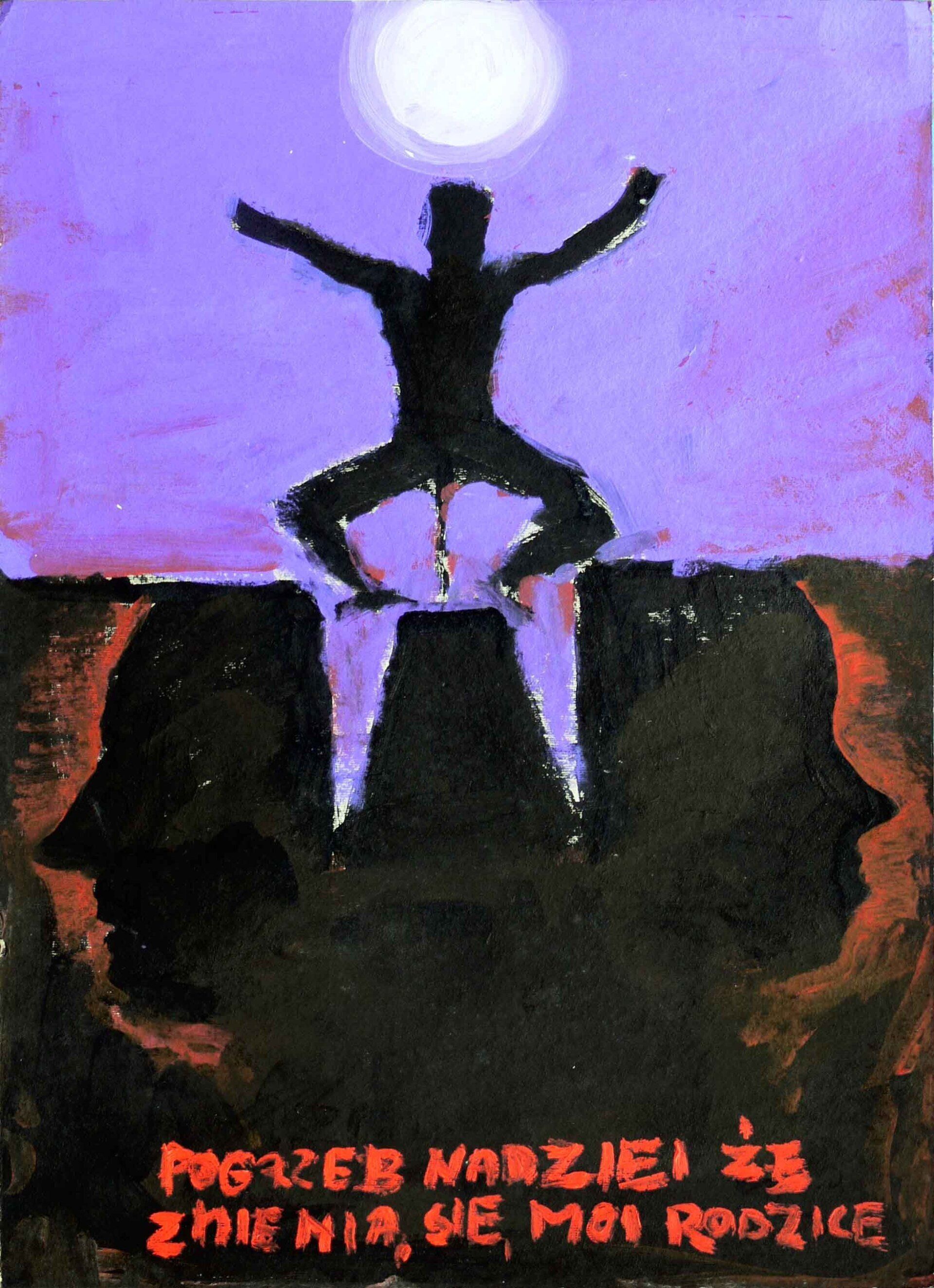 Shadow figure against purple sky expressing longing for freedom