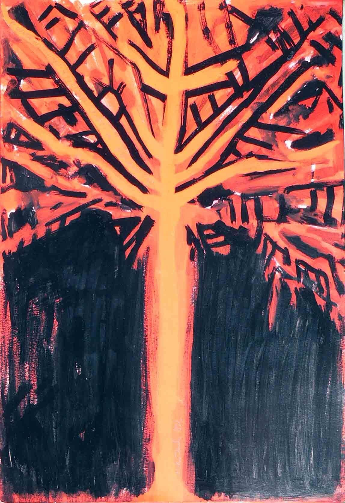 Black and red graphic suggesting loss and resilience.
