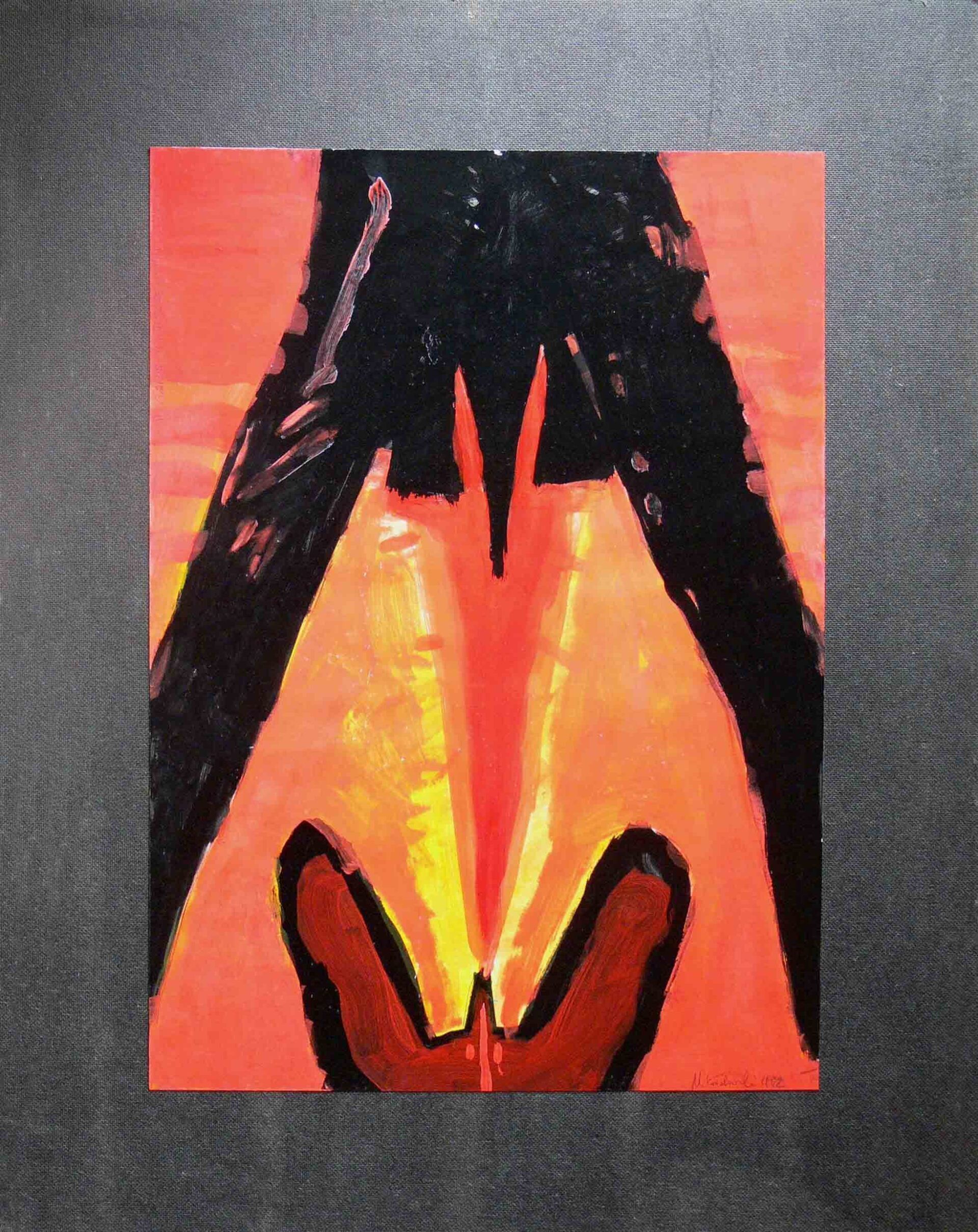Expressionistic black and red graphic art