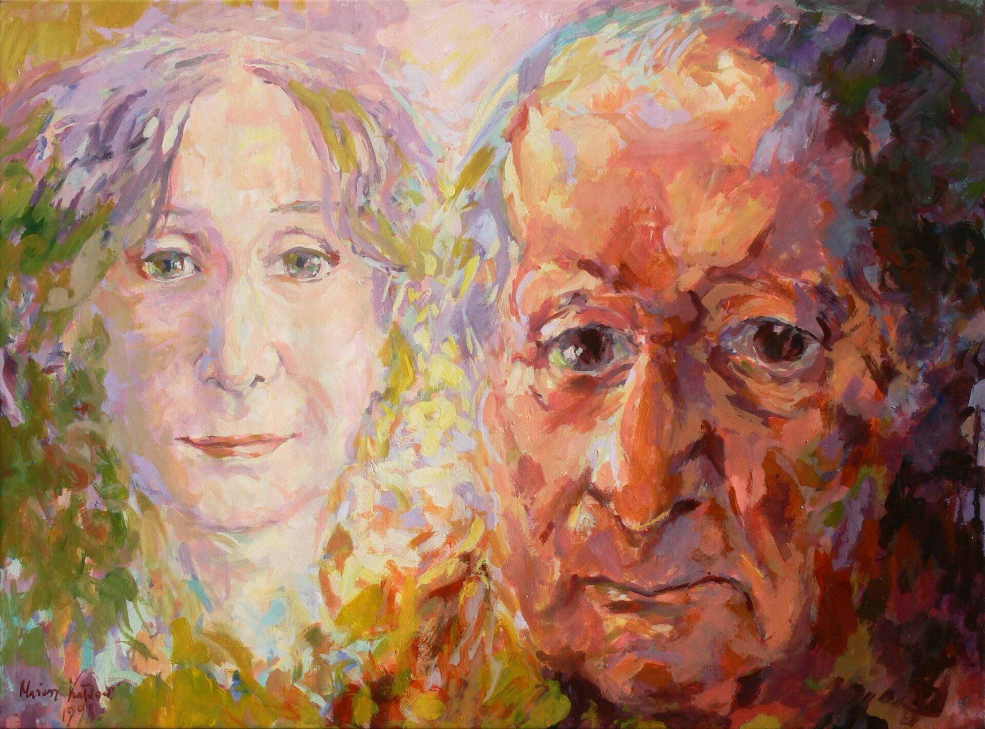 Portrait of Nina and Tymon Terlecki by Mariusz Kaldowski — acrylic on canvas, commissioned work