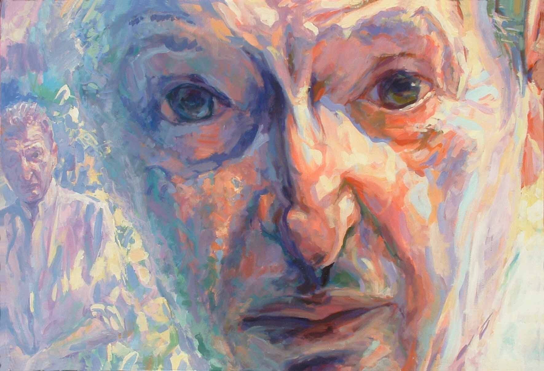 Portrait of Lucian Freud by Mariusz Kaldowski — acrylic on canvas