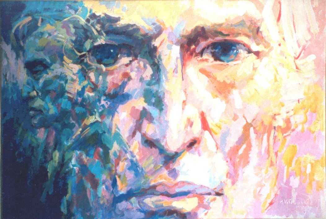 Portrait of Marek Żuławski by Mariusz Kaldowski — acrylic on canvas