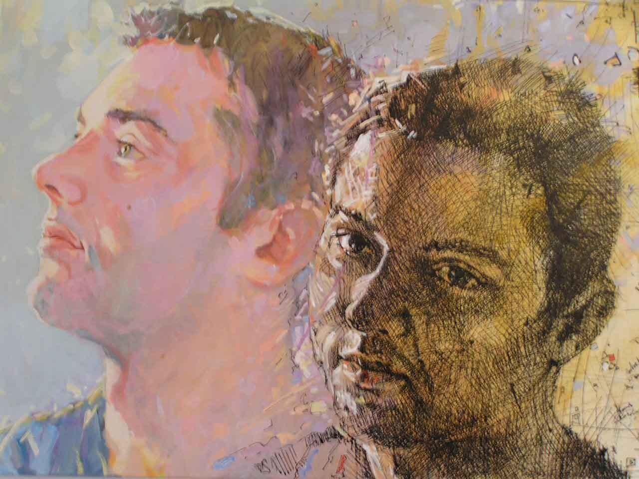 portrait of Slawek Szydlowski by Mariusz Kaldowski acrylic on canvas commissioned work