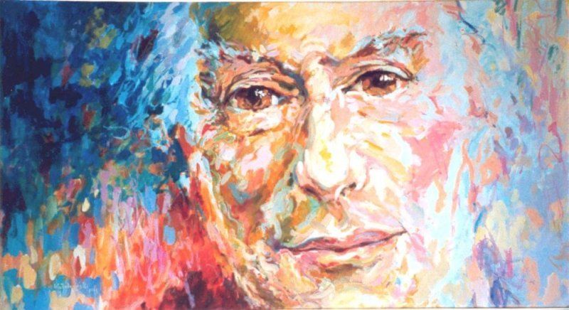 Portrait of Sir Andrzej Panufnik by Mariusz Kaldowski — acrylic on canvas