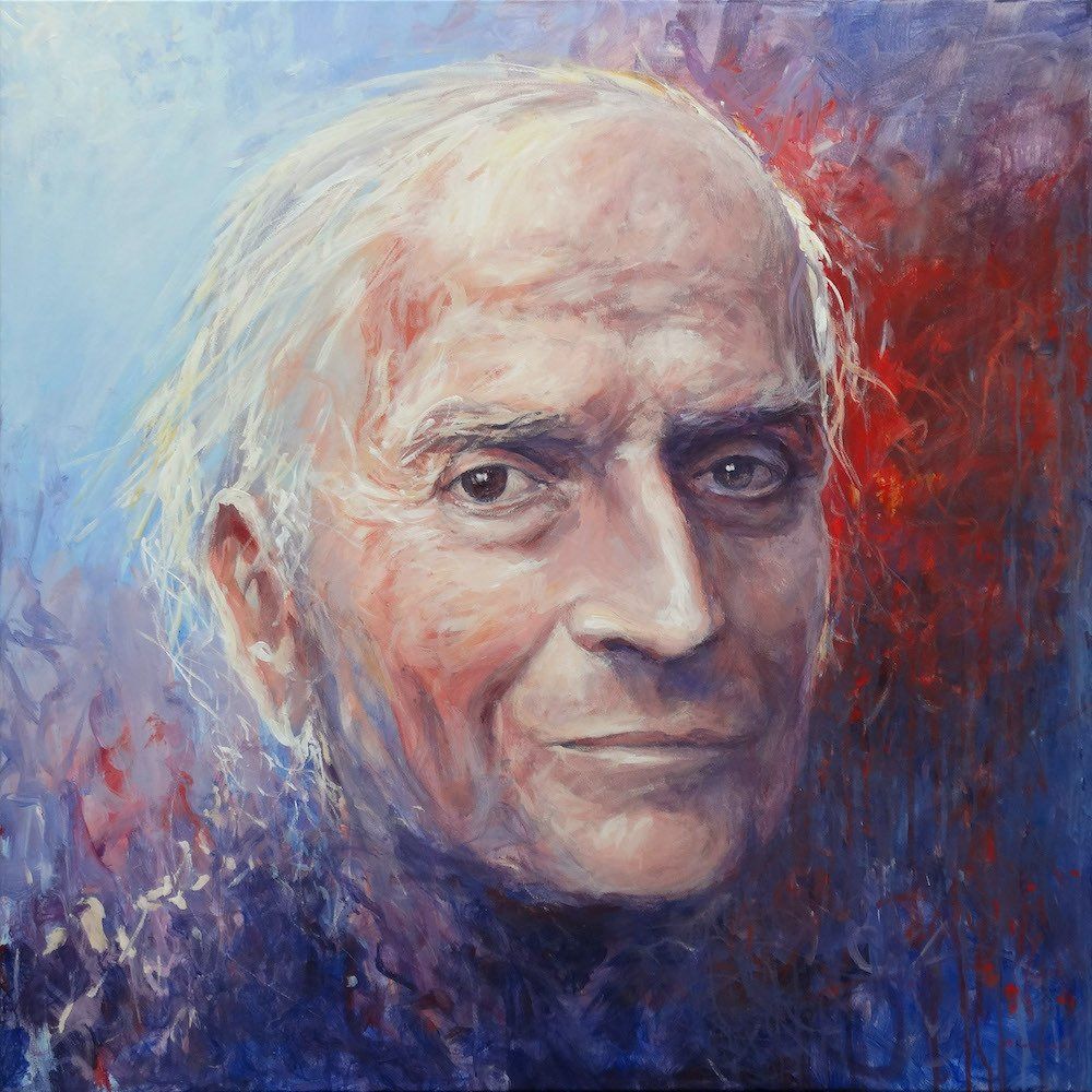 Portrait of Yehudi Menuhin by Mariusz Kaldowski — acrylic on canvas
