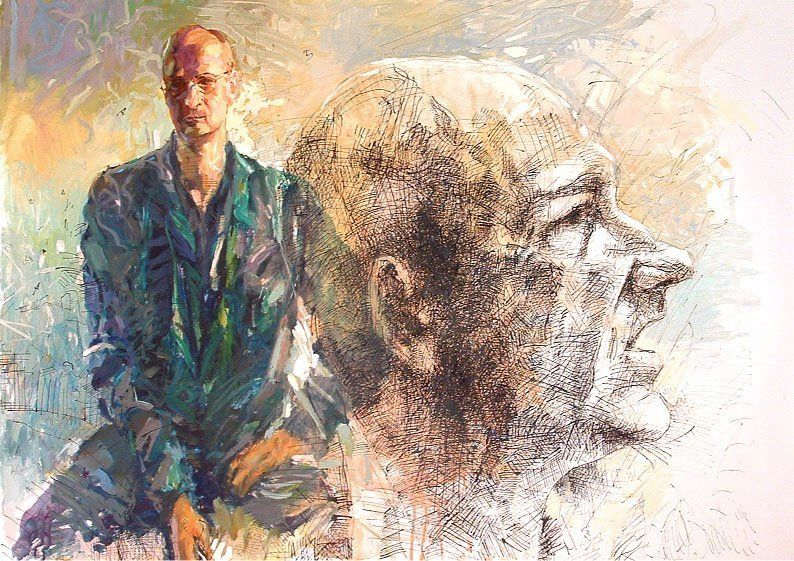 Portrait of Stanisław Bigda by Mariusz Kaldowski — acrylic on canvas