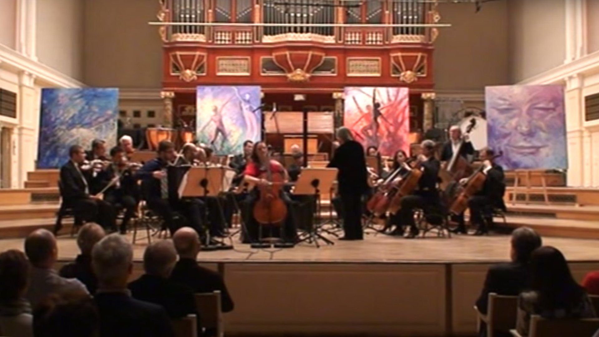 Astor Piazzolla's Four Seasons tango music painting by Kaldowski with Amadeus Orchestra on stage