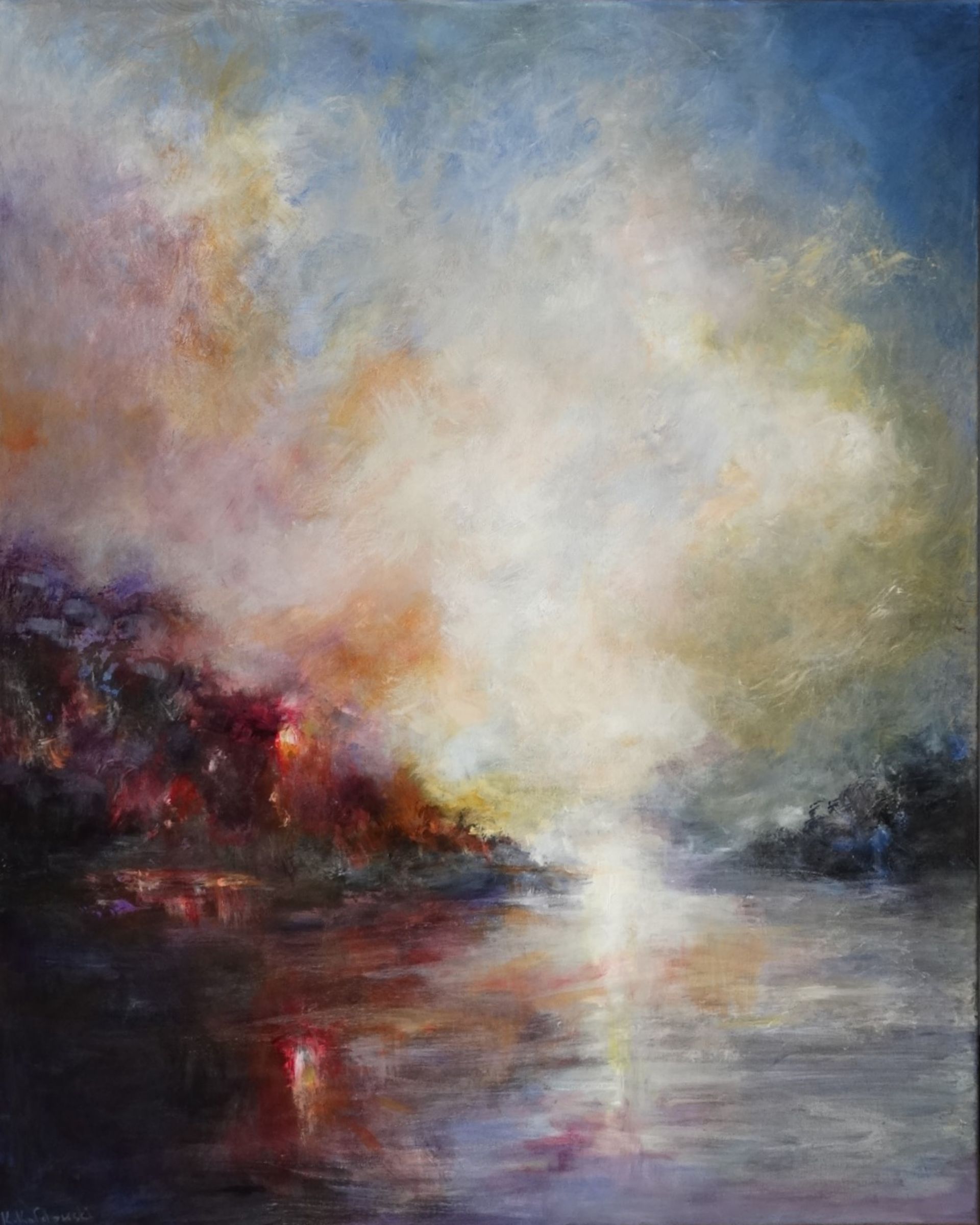 Cape of Light painting of an abstract seascape in dusk 
acrylic on canvas 100 x 80cm