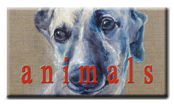 Painting 'Greyhound' by Kasia Kaldowski, acrylic on raw canvas