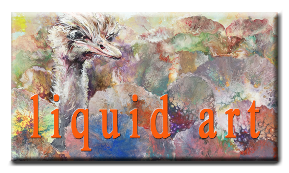 Painting 'Emu' by Kasia Kaldowski, acrylic on canvas, using partly liquid art and traditional art