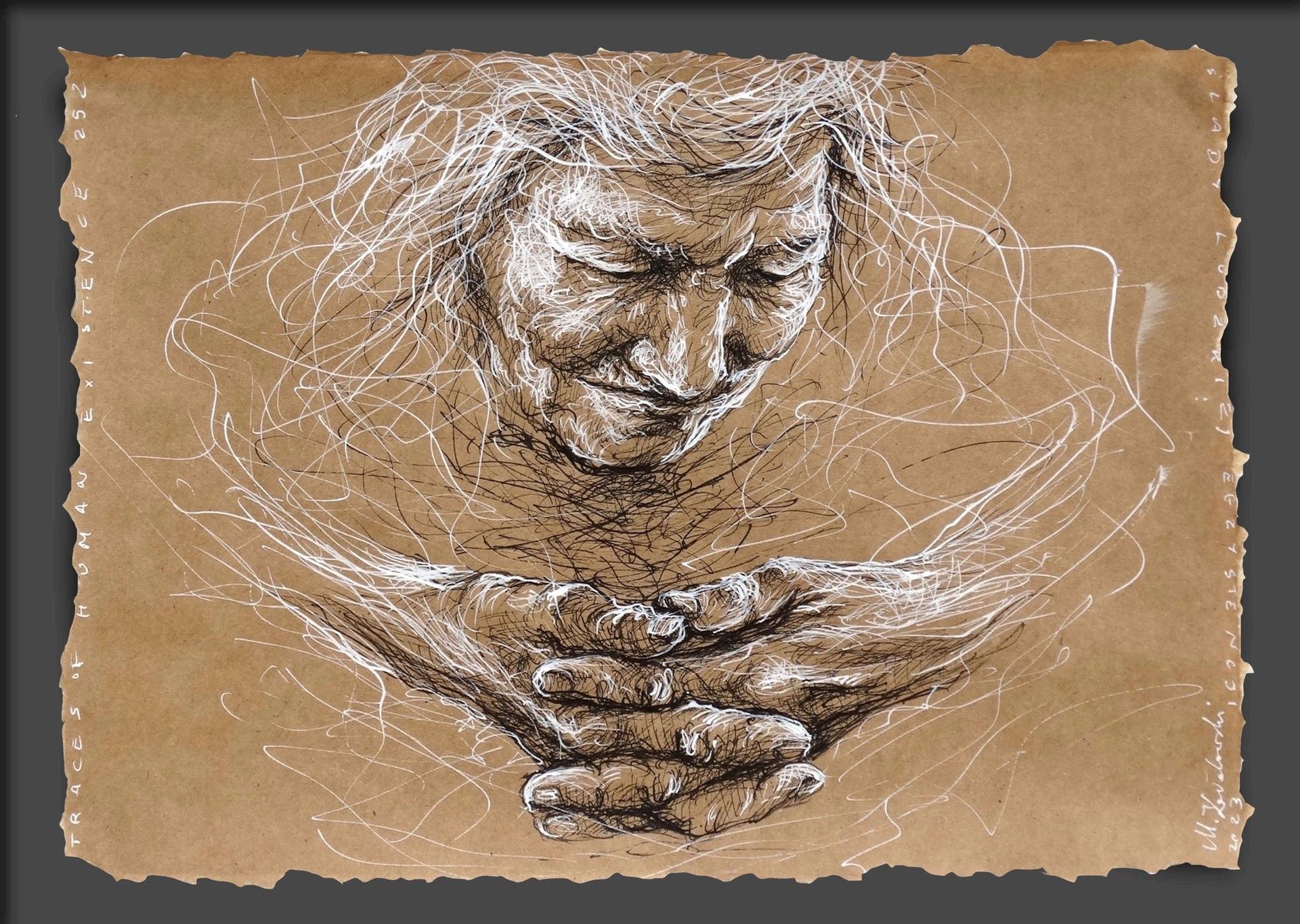 Portrait drawing of an older woman by Mariusz Kaldowski