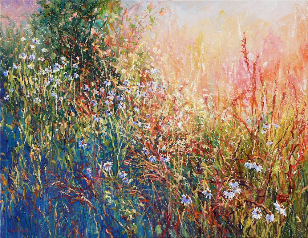 Landscape painting “Meadow” by Mariusz Kaldowski — acrylic on canvas, 70 × 90 cm
