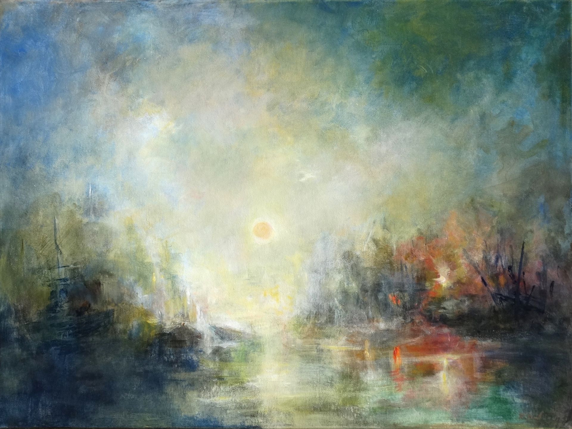 Old Port @ Dusk painting of turneresque seascape 
acrylic on canvas 80 x 60cm