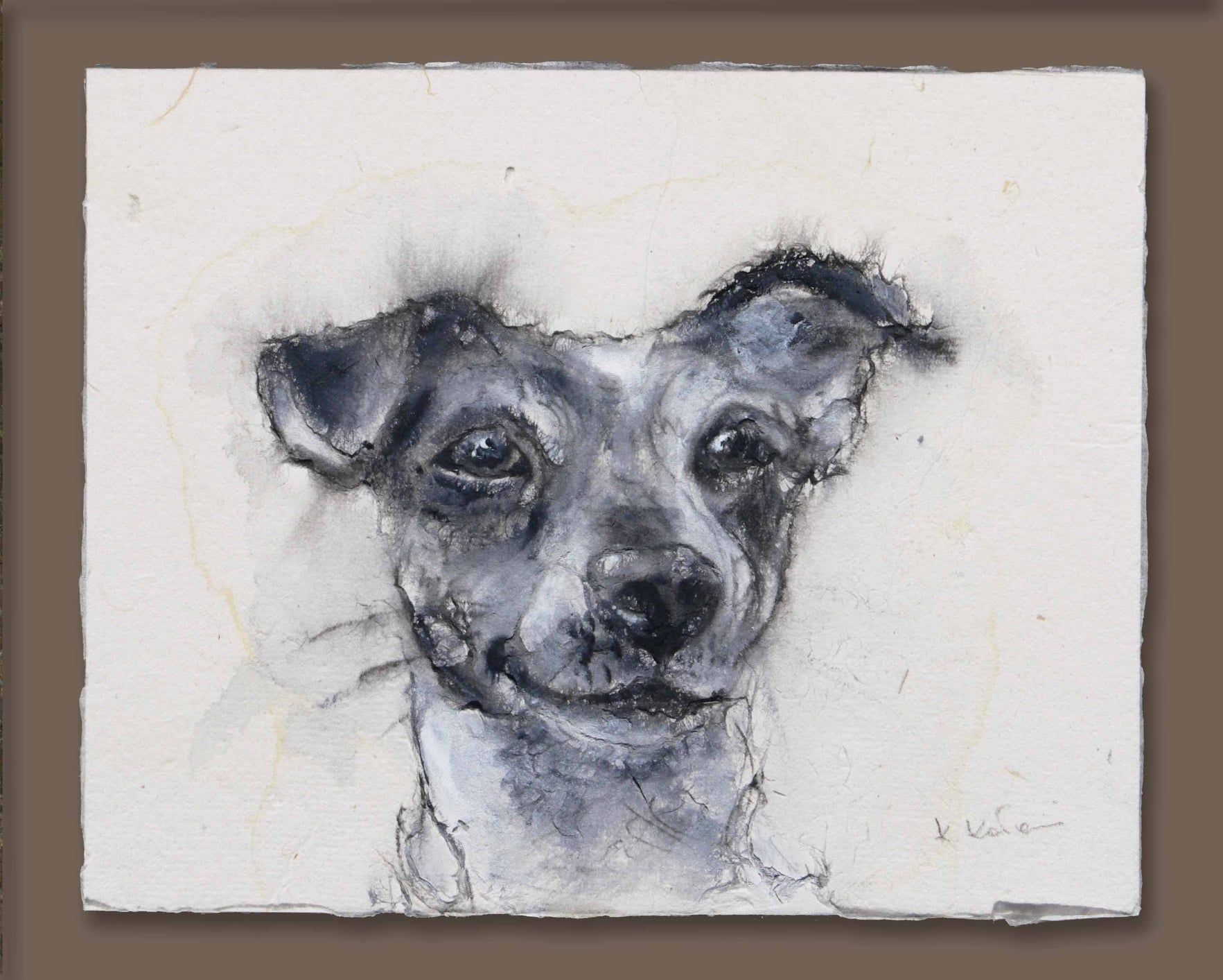 Painting of a laughing dog by Kasia Kaldowski