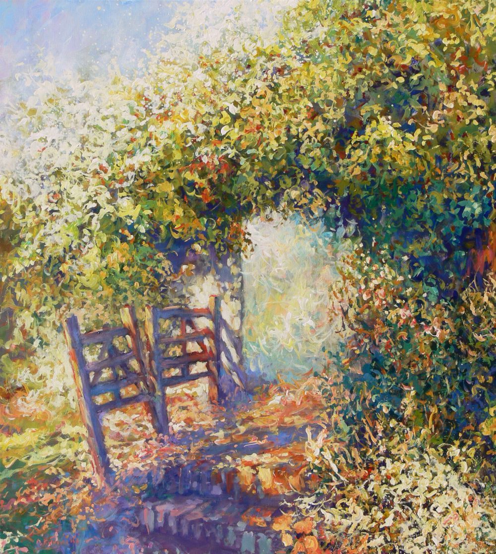 painting of a Nymans gate by Mariusz Kaldowski