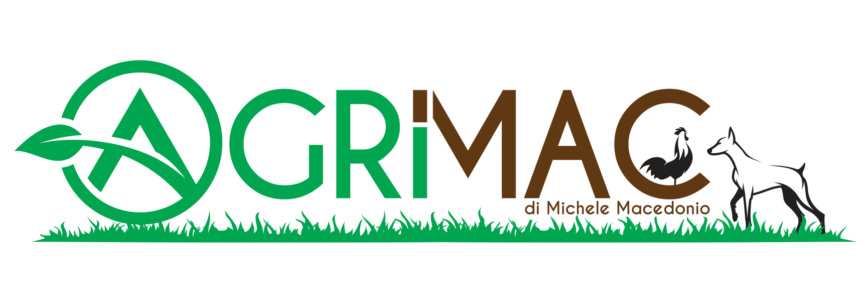 Logo GriMAC in verde con un disegno stilizzato di un campo agricolo e una piccola figura di contadino.