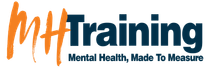 MH Training logo in orange and navy with tagline “Mental Health, Made To Measure”