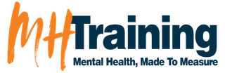 MH Training logo in orange and navy with tagline “Mental Health, Made To Measure”