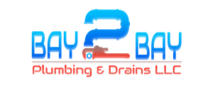Bay 2 Bay Plumbing & Drains LLC logo with blue and red text