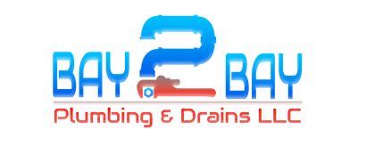 Bay 2 Bay Plumbing & Drains LLC logo with blue and red text