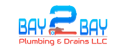 Bay 2 Bay Plumbing & Drains LLC logo with blue and red text