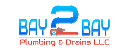 Bay 2 Bay Plumbing & Drains LLC logo with blue and red text