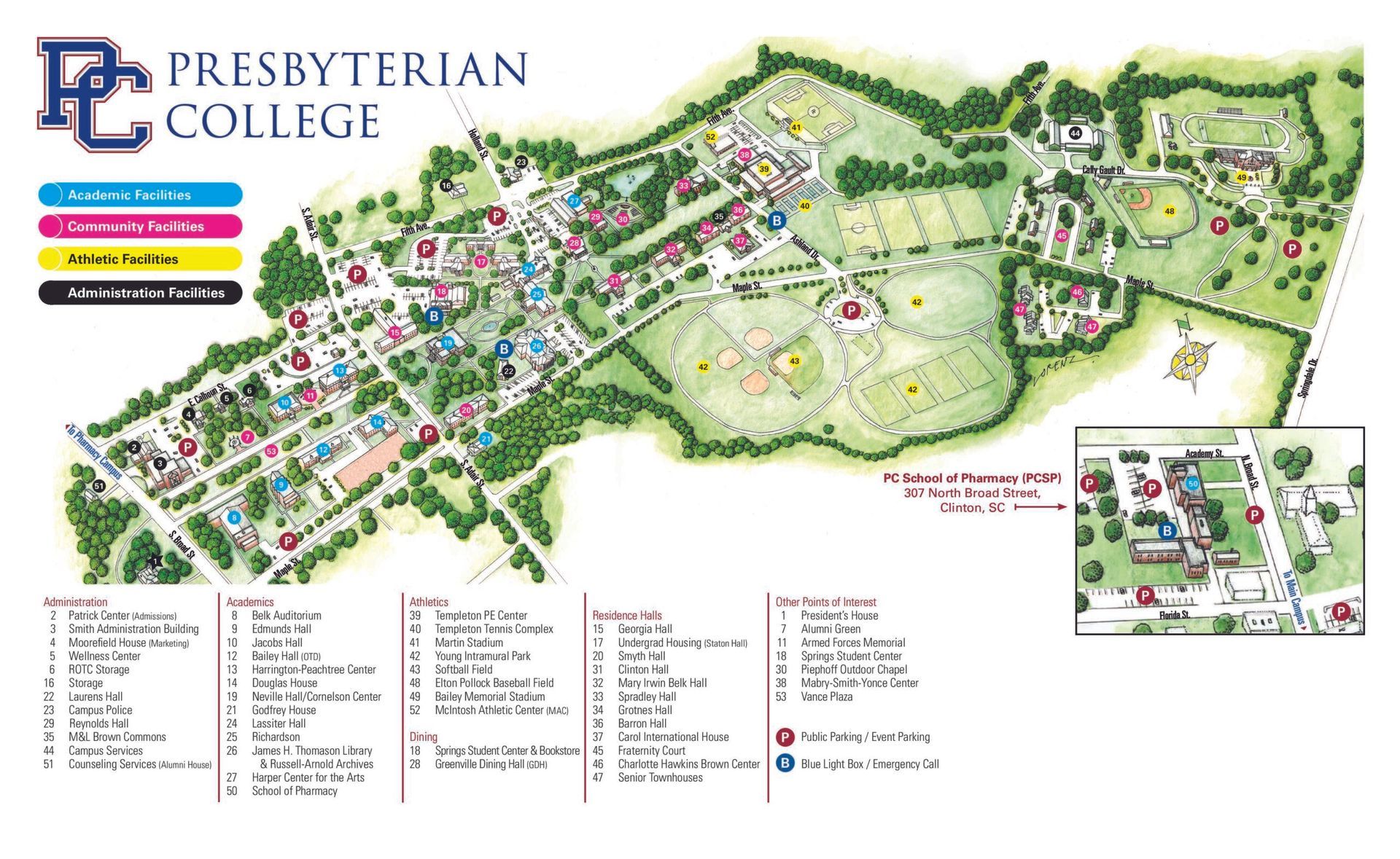 Presbyterian College Dining Map