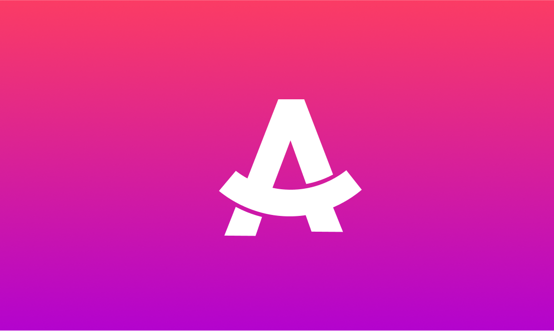 The letter a is on a pink and purple background.