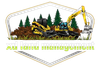 XL Land Management logo with yellow excavator, trees, dirt, and silver hexagonal frame