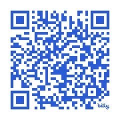 Código QR azul y blanco.