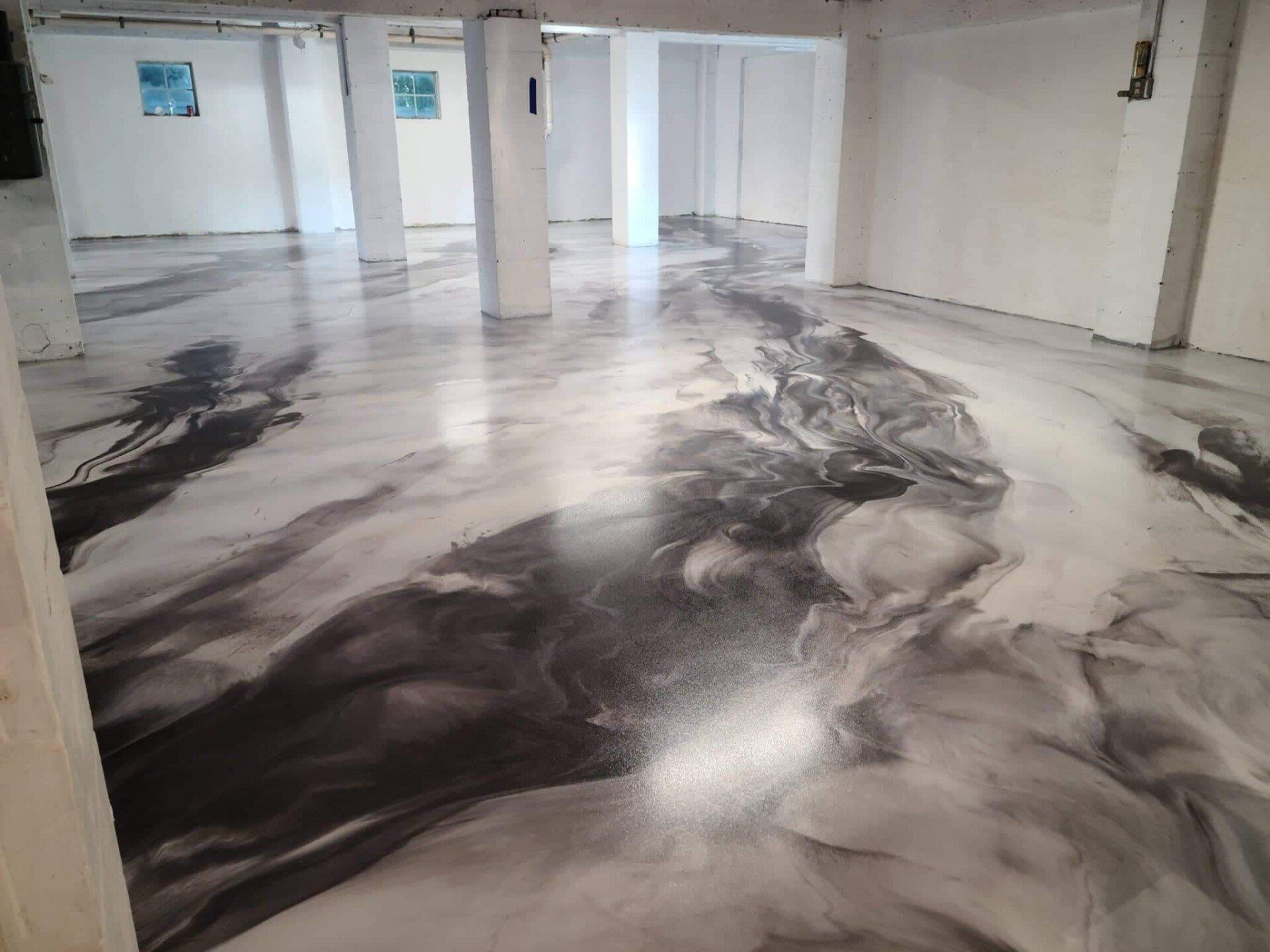 Grey Epoxy Floor in Basement