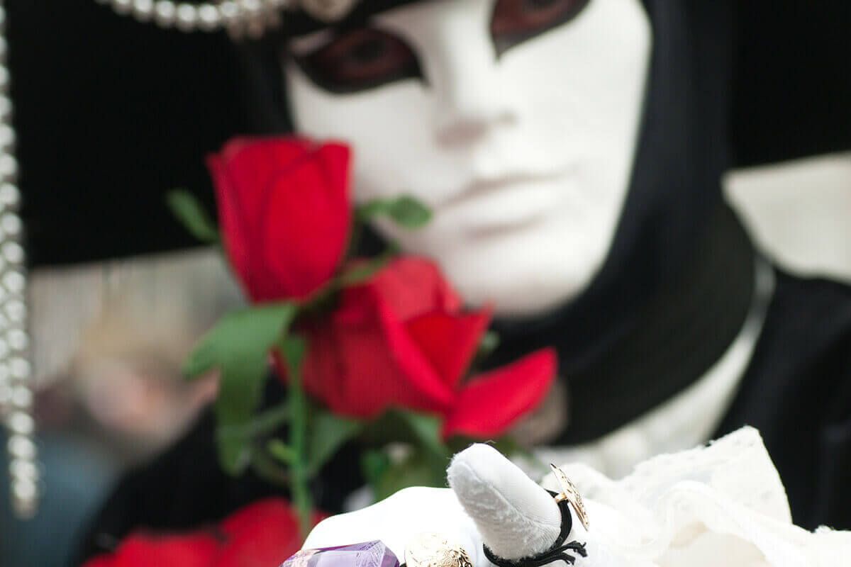 Mysterious carnival mask with roses