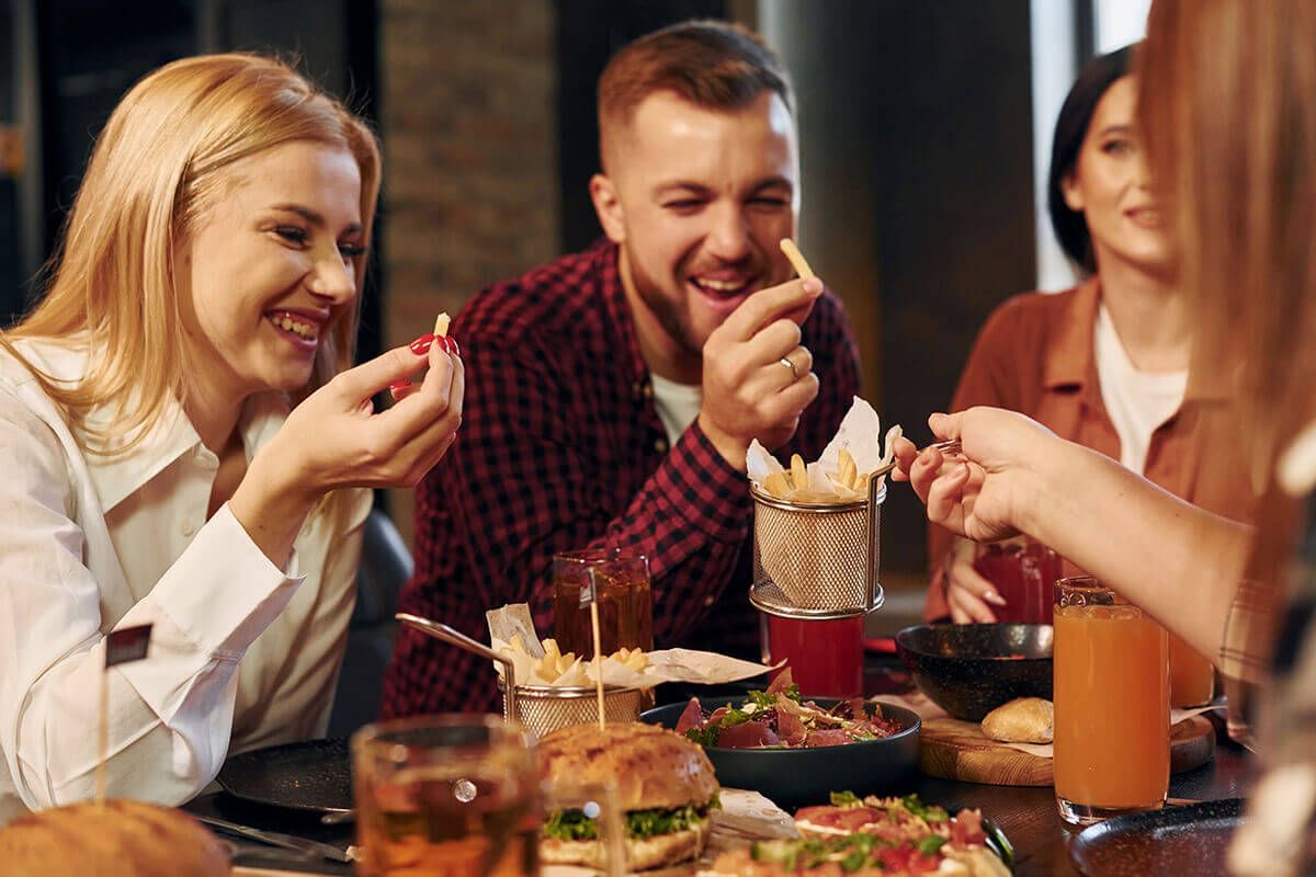 Friends enjoying dinner together