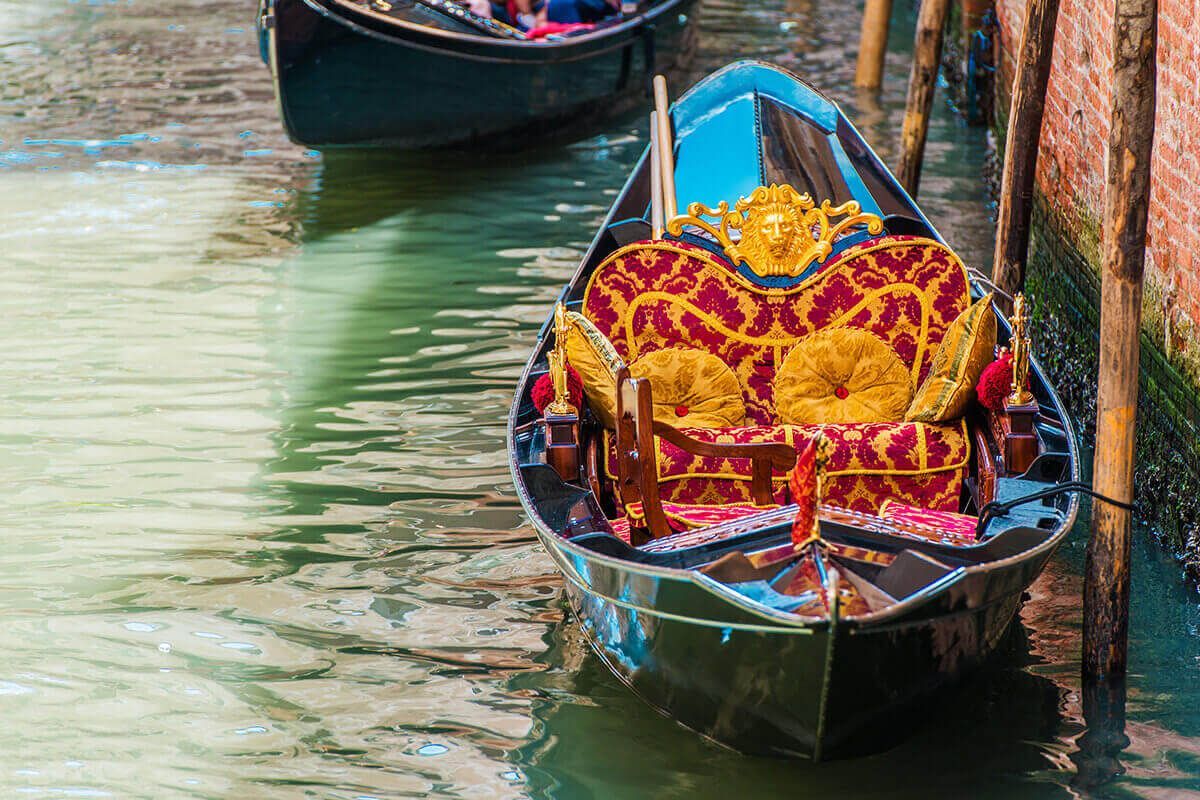 Close-up of a gondola with luxury seats.