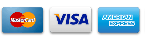 Credit card logos for accepted payments.
