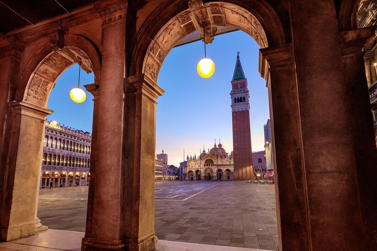 View of St Mark’s Square through the arches