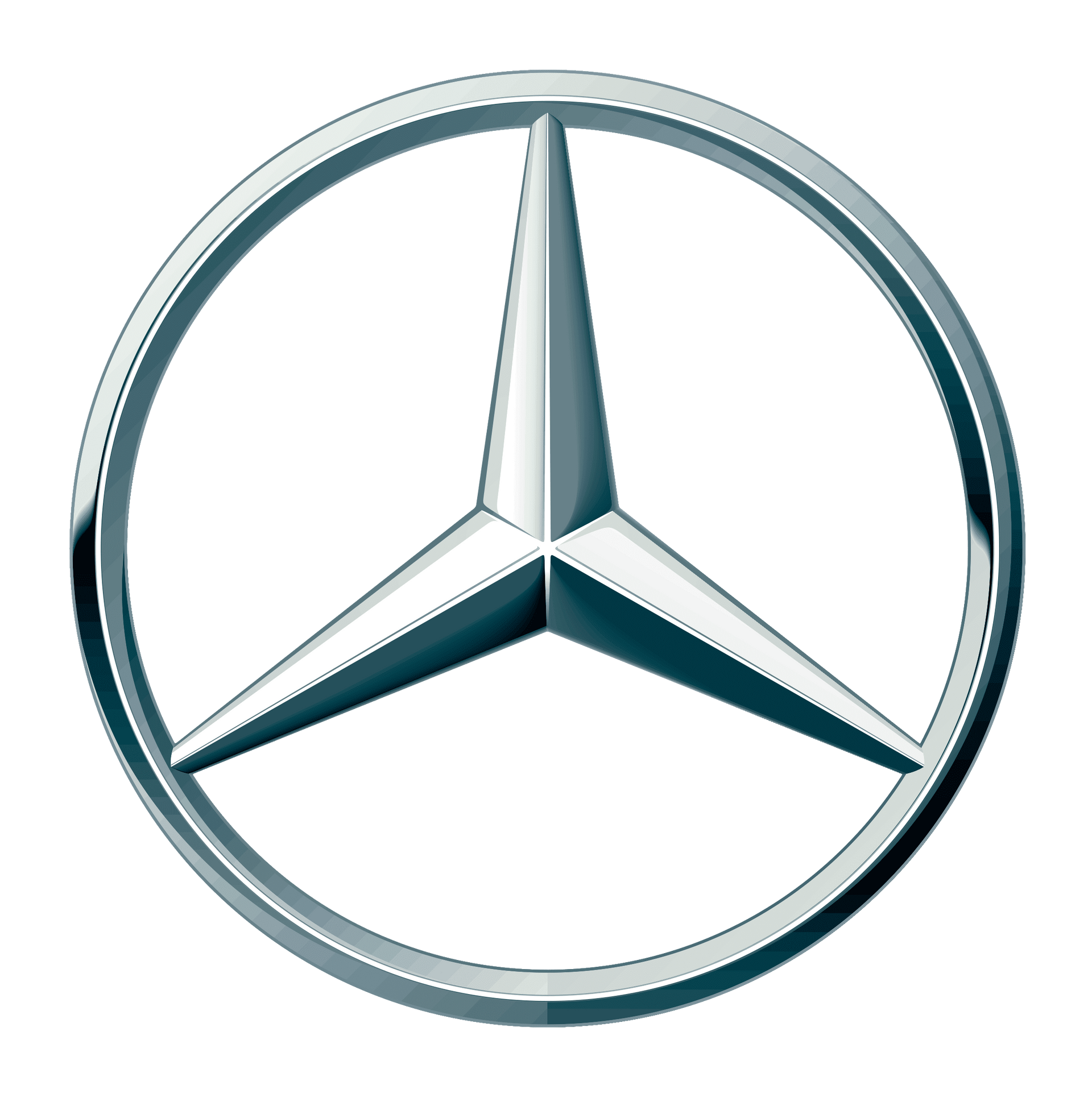 Mercedes-Benz logo: a silver three-pointed star inside a silver circle.