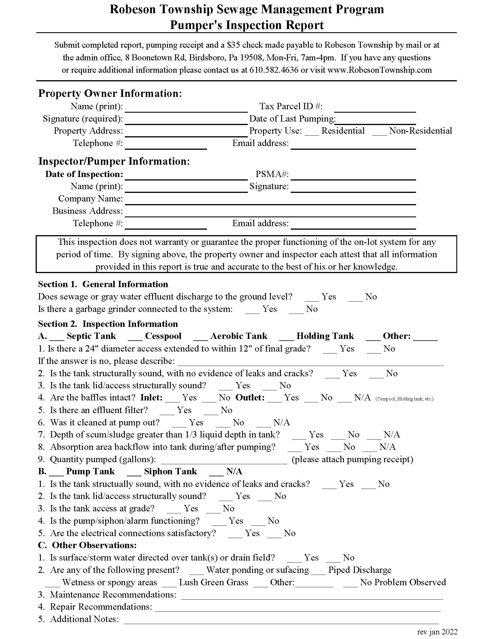 SEWAGE MANAGEMENT PROGRAM - Township of Robeson