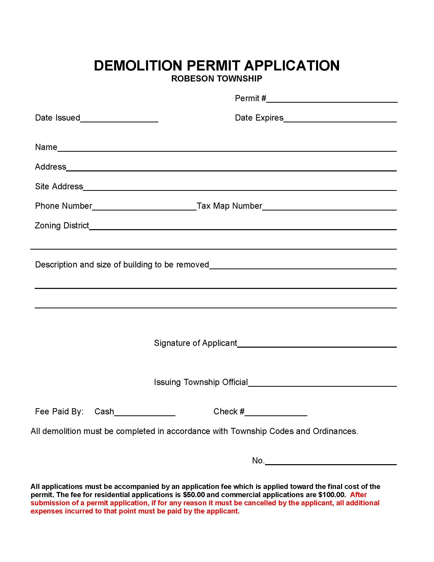 Demolition Permit Application